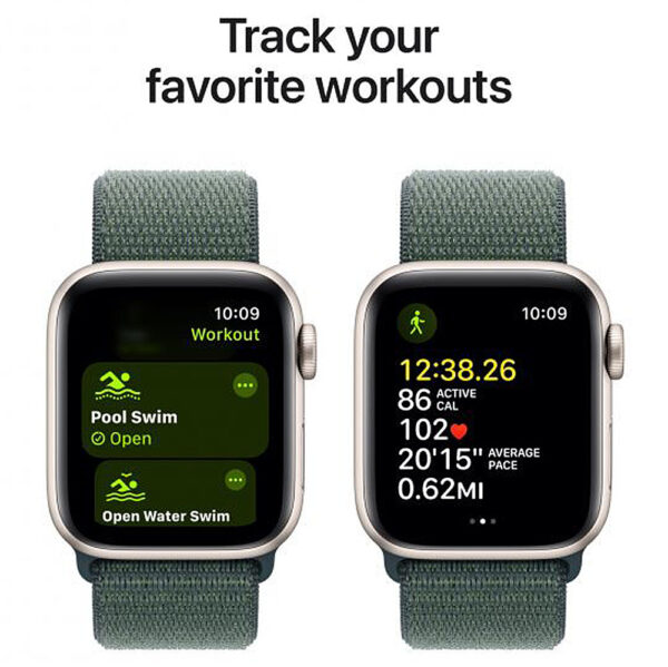 Apple Watch SE 2nd Gen GPS 40mm Starlight Aluminium με Lake Green Sport Loop