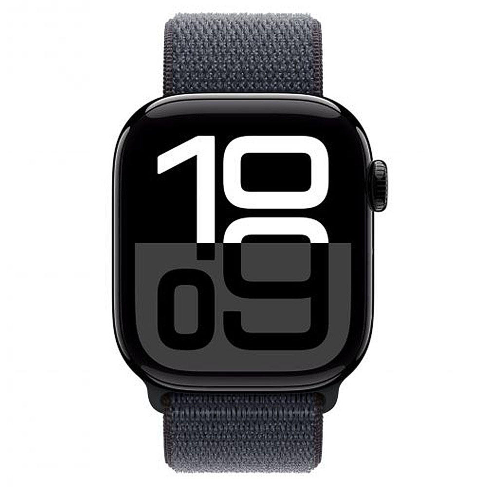 Apple Watch Series 10 GPS 42mm Jet Black Aluminium με Ink Sport Loop