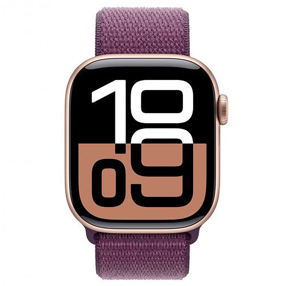 Apple Watch Series 10 GPS 42mm Rose Gold Aluminium με Plum Sport Loop