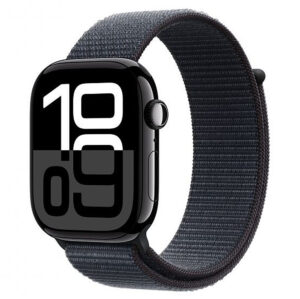 Apple Watch Series 10 GPS 46mm Jet Black Aluminium με Ink Sport Loop