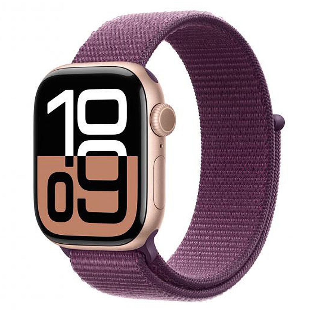 Apple Watch Series 10 GPS 46mm Rose Gold Aluminium με Plum Sport Loop