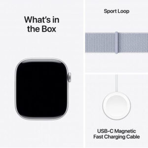 Apple Watch Series 10 GPS 46mm Silver Aluminium με Blue Cloud Sport Loop