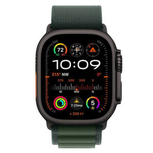 Apple Watch Ultra 2 GPS & Cellular 49mm Black Titanium με Dark Green Alpine Loop Large