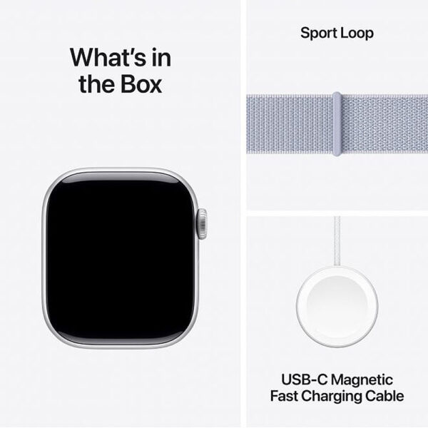 Apple Watch Series 10 GPS 42mm Silver Aluminium με Blue Cloud Sport Loop